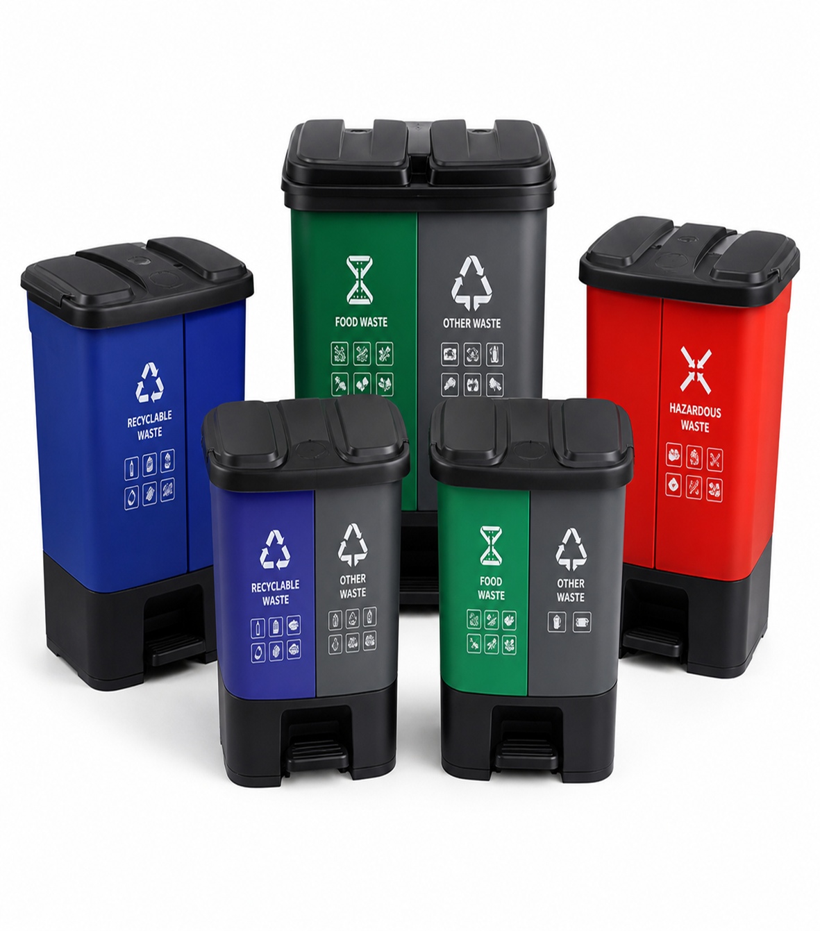 Pedal Plastic Bins Double